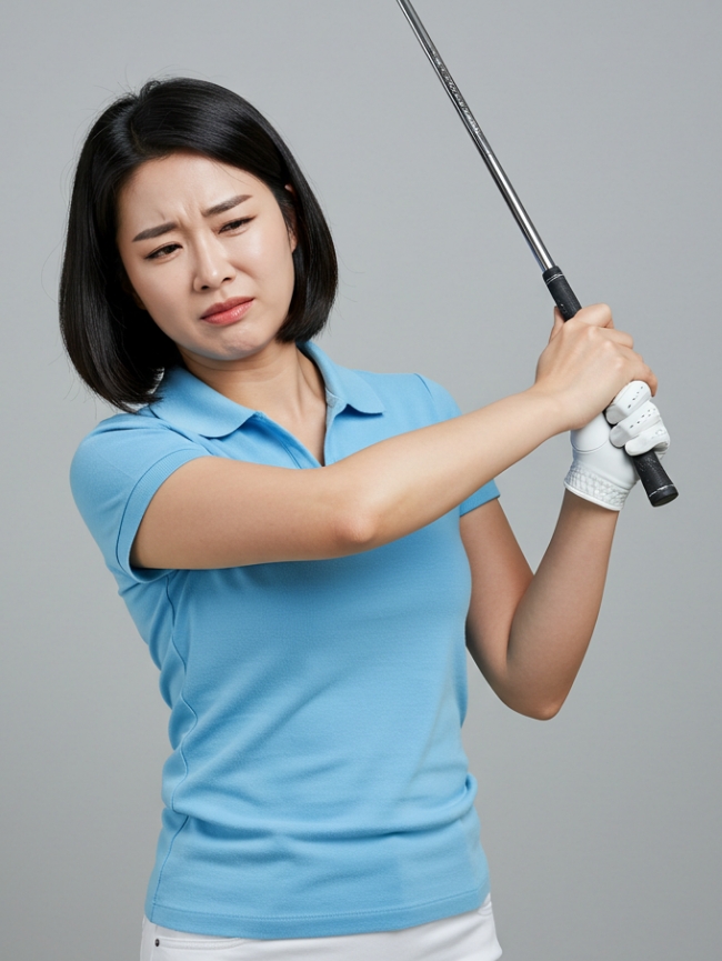 어깨에 불편함을 호소하는 여성